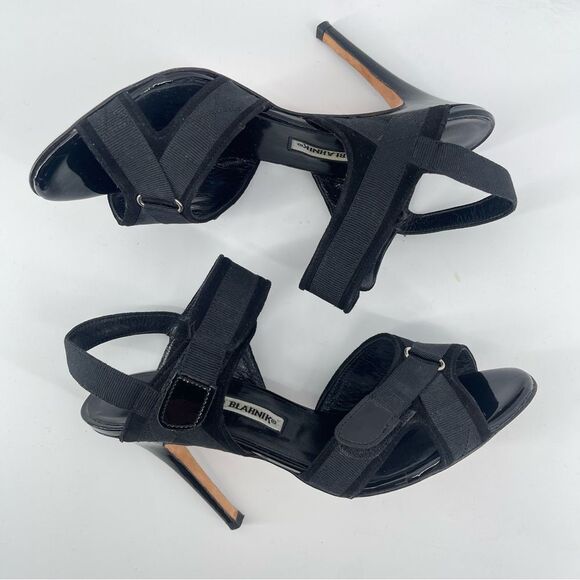 Manolo Blahnik Black Suede Slingback Sandals 7.5 Neiman Marcus Exclusive - Picture 8 of 17
